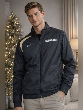 Nike Team Colorado Buffaloes Jacket Mens Medium Black Gold Full Zip Windbreaker